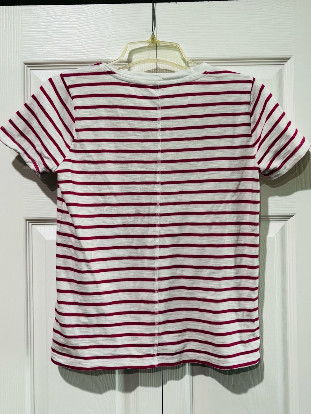 J. Crew White Tee with Raspberry Stripes - Picture 5 of 9